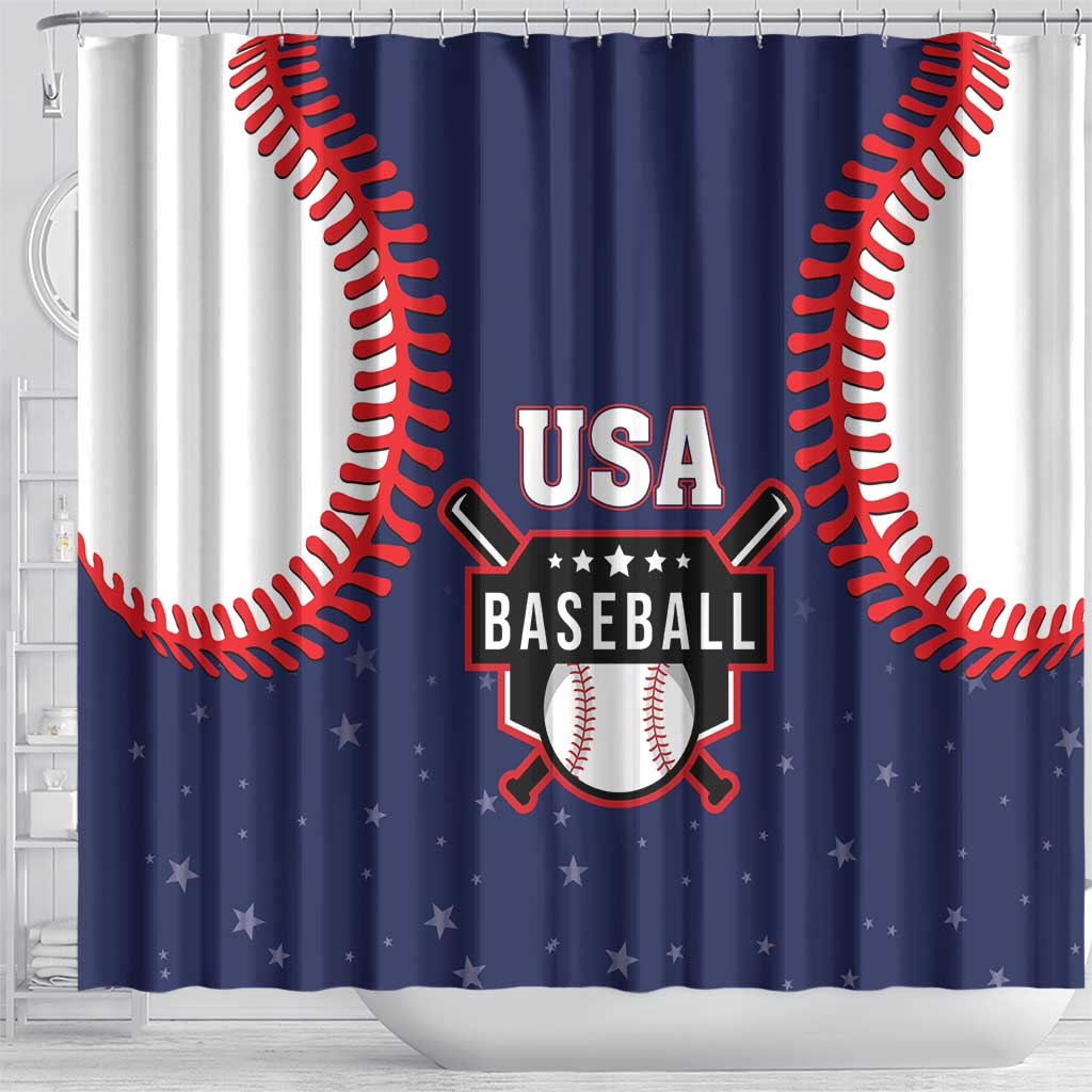USA 2025 Baseball Shower Curtain United States Team For Glory