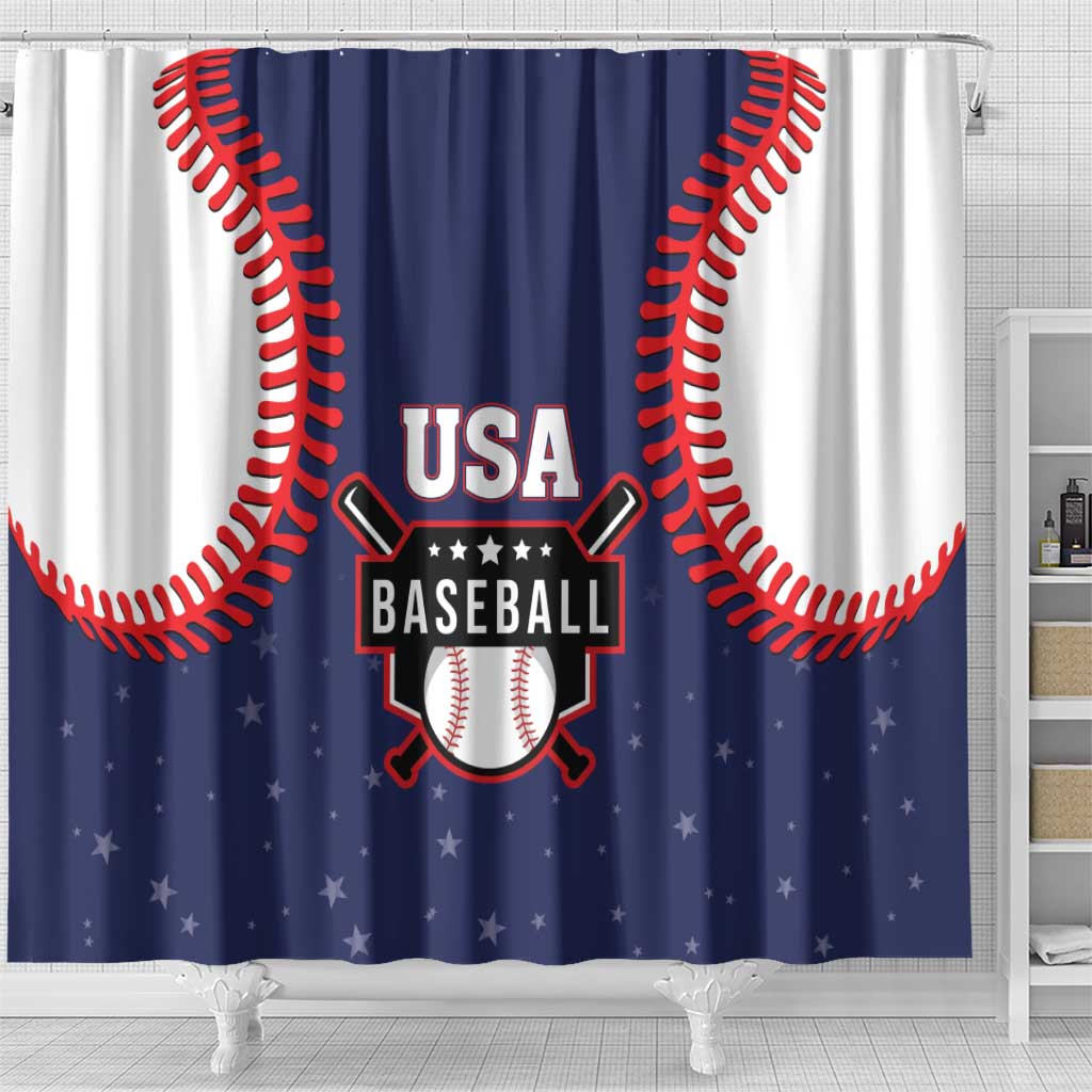 USA 2025 Baseball Shower Curtain United States Team For Glory