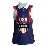 Custom USA 2025 Baseball Women Sleeveless Polo Shirt United States Team For Glory