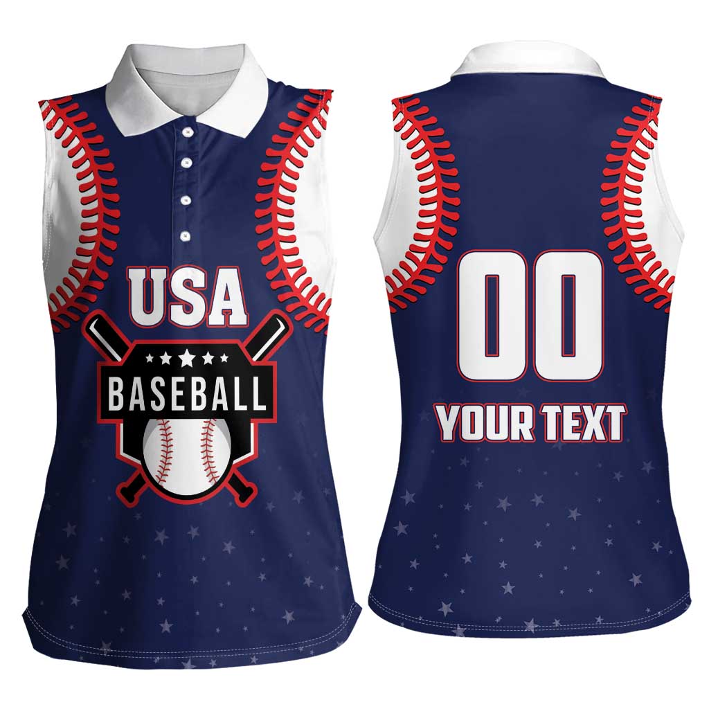 Custom USA 2025 Baseball Women Sleeveless Polo Shirt United States Team For Glory
