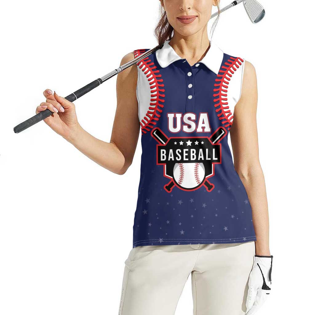 Custom USA 2025 Baseball Women Sleeveless Polo Shirt United States Team For Glory