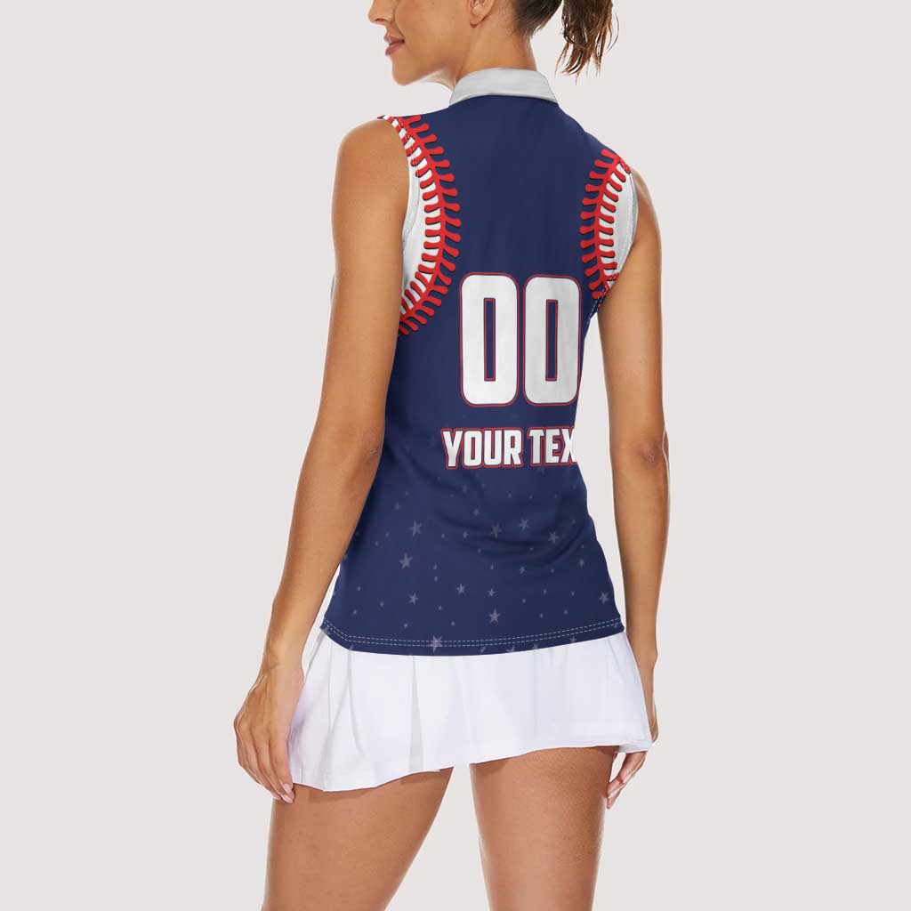 Custom USA 2025 Baseball Women Sleeveless Polo Shirt United States Team For Glory