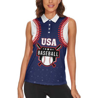 Custom USA 2025 Baseball Women Sleeveless Polo Shirt United States Team For Glory