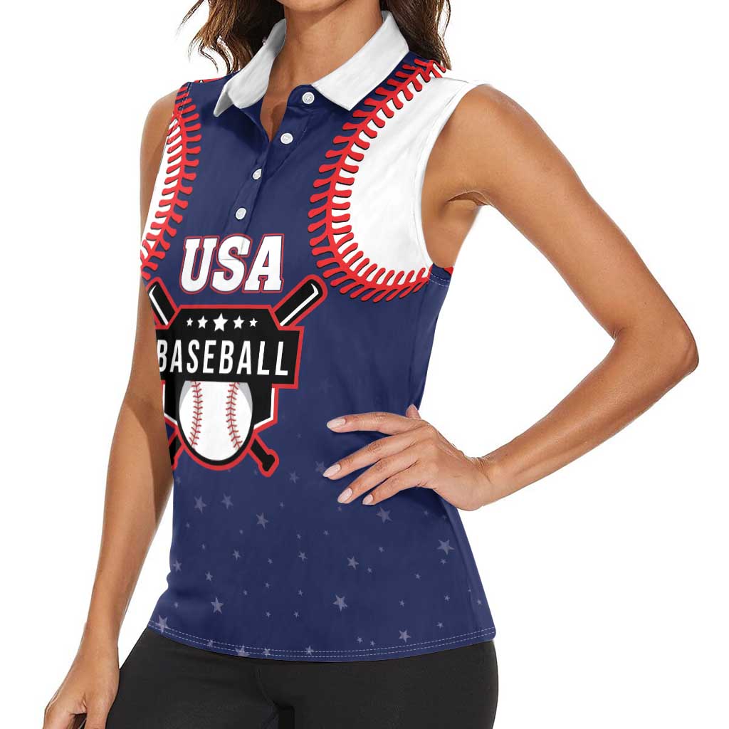 Custom USA 2025 Baseball Women Sleeveless Polo Shirt United States Team For Glory