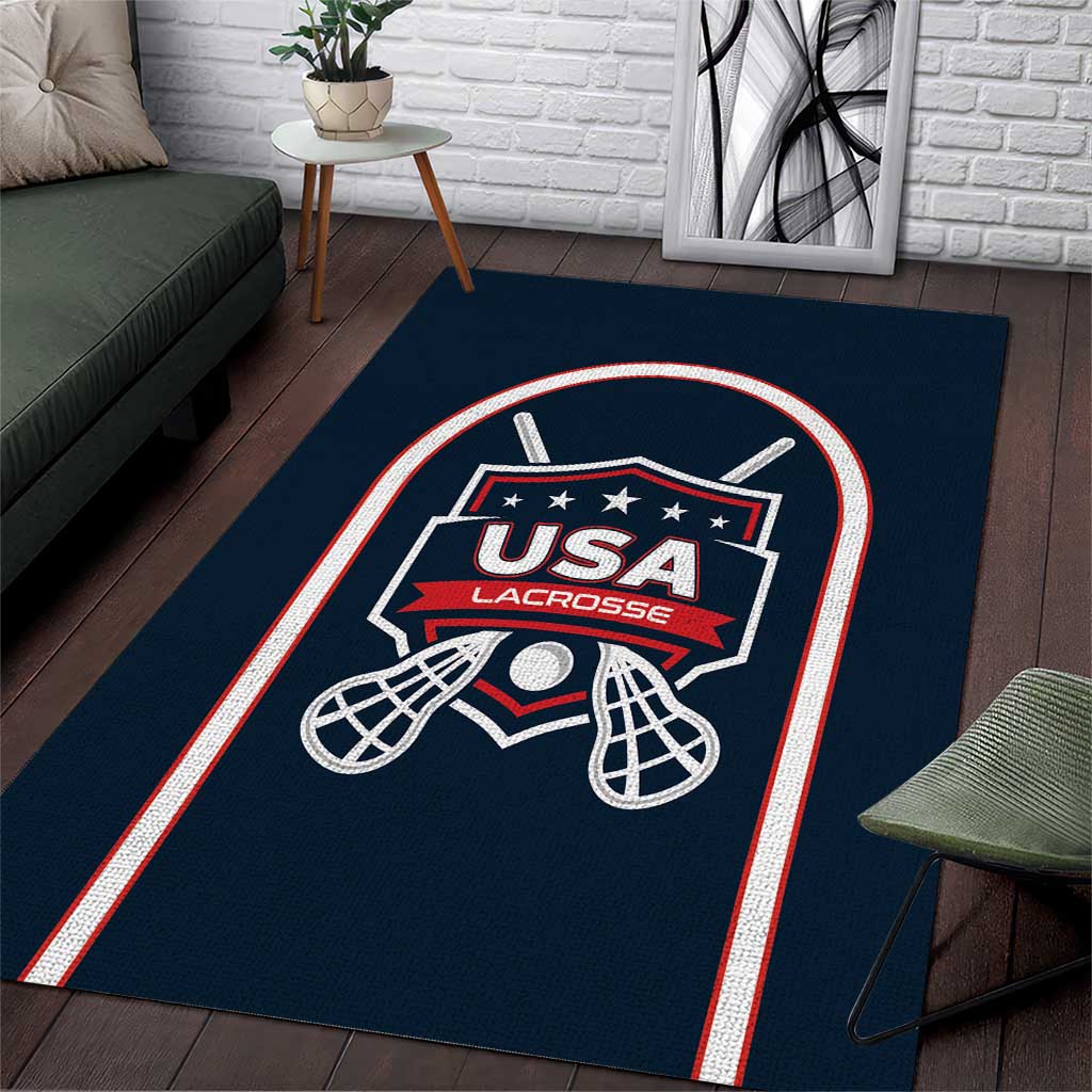 USA 2025 Lacrosse Area Rug USA Growing the Game Blue Version