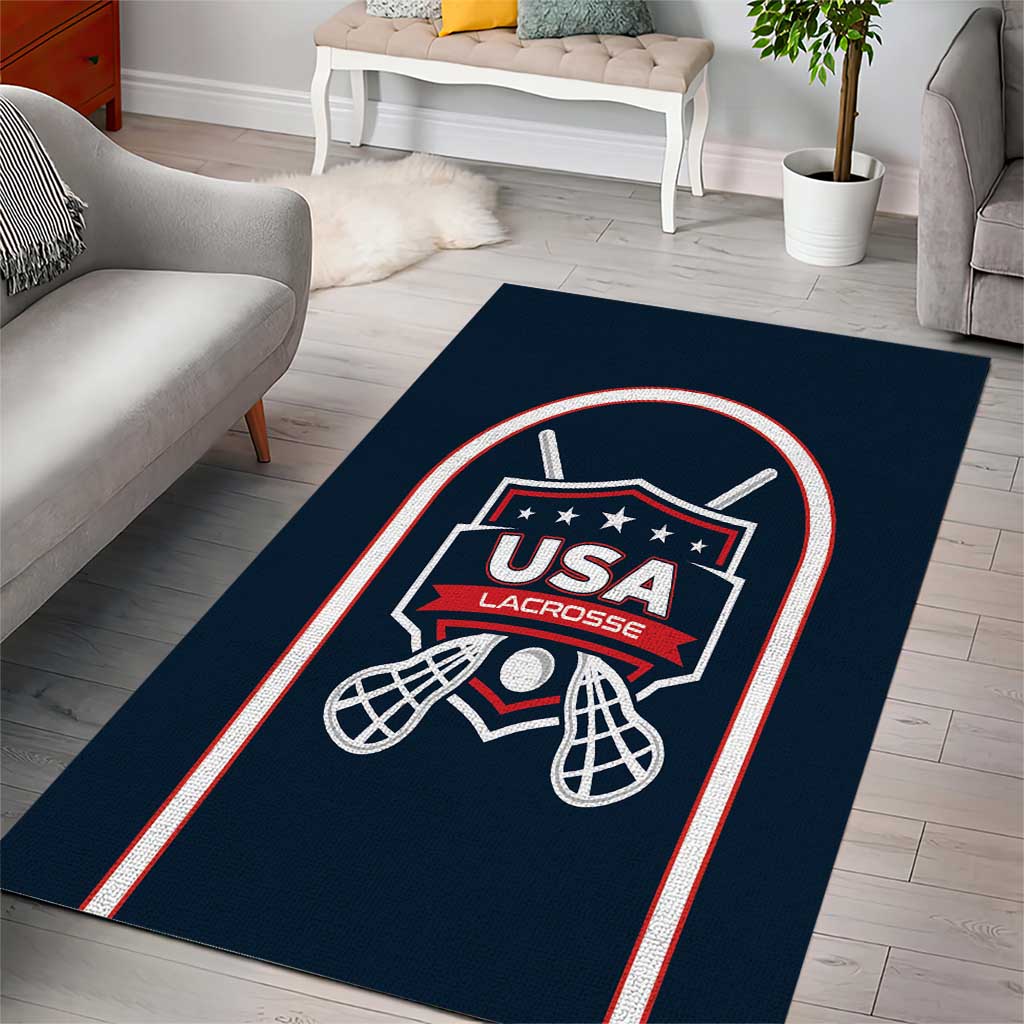USA 2025 Lacrosse Area Rug USA Growing the Game Blue Version