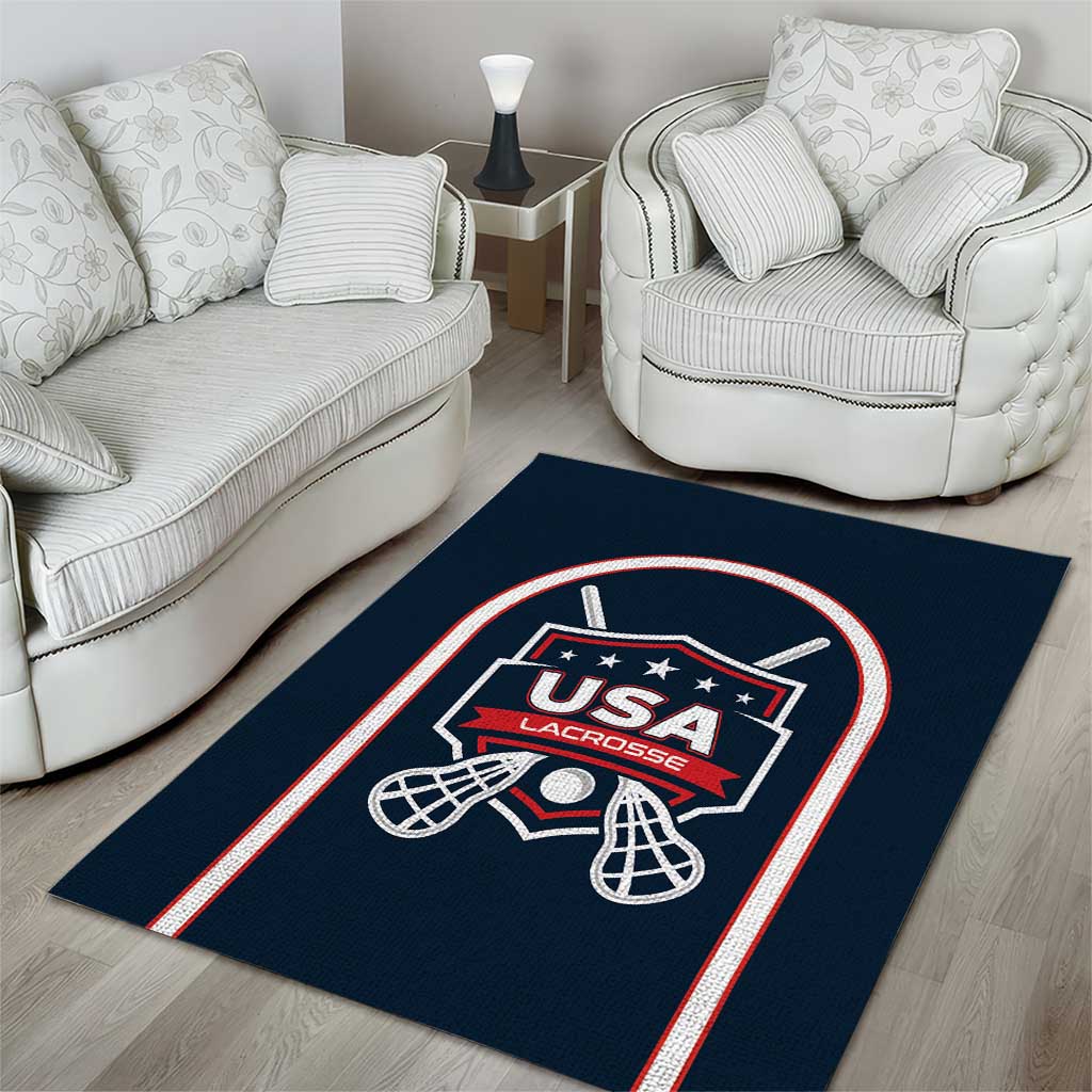 USA 2025 Lacrosse Area Rug USA Growing the Game Blue Version