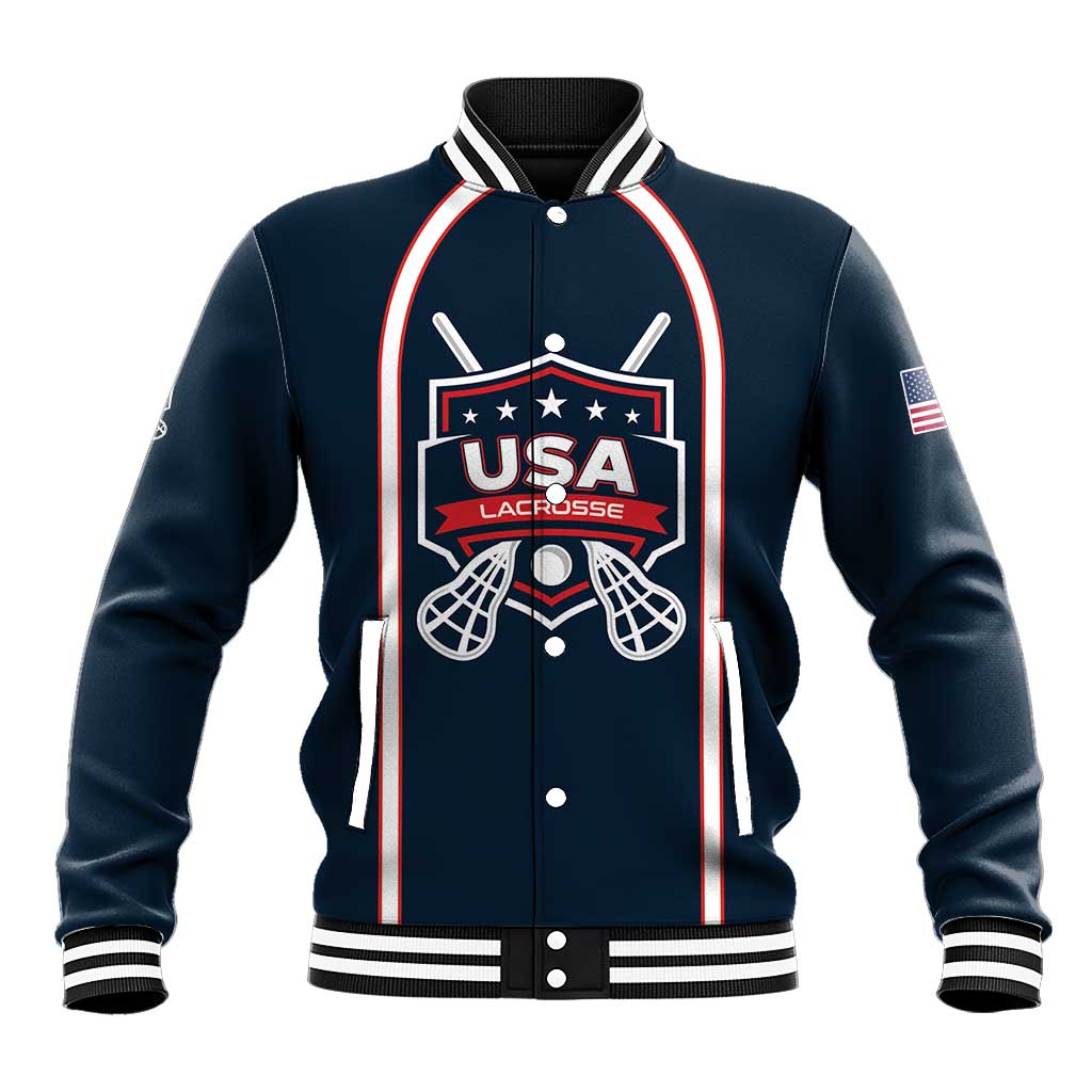 Custom USA 2025 Lacrosse Baseball Jacket USA Growing the Game Blue Version