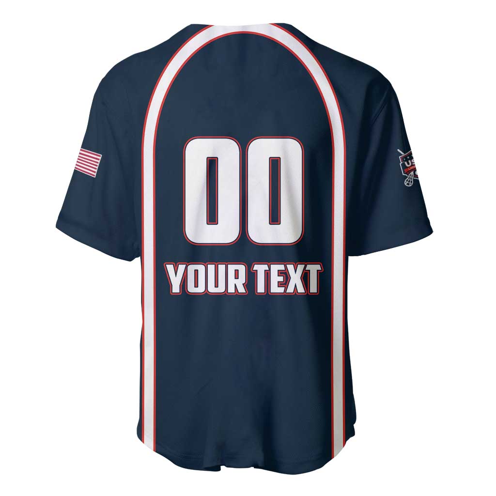 Custom USA 2025 Lacrosse Baseball Jersey USA Growing the Game Blue Version