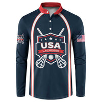 Custom USA 2025 Lacrosse Button Sweatshirt USA Growing the Game Blue Version