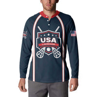 Custom USA 2025 Lacrosse Button Sweatshirt USA Growing the Game Blue Version