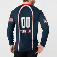 Custom USA 2025 Lacrosse Button Sweatshirt USA Growing the Game Blue Version