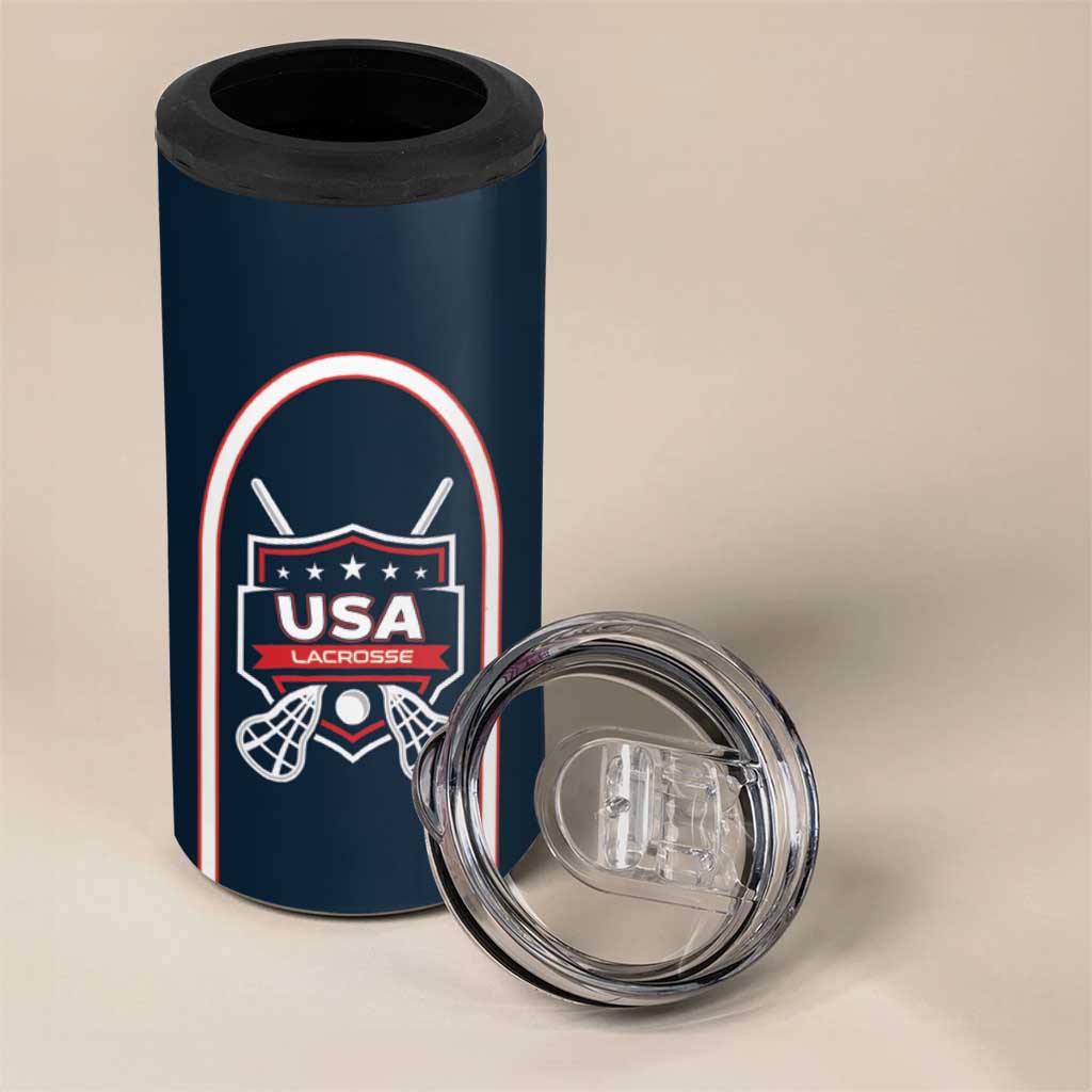 Custom USA 2025 Lacrosse 4 in 1 Can Cooler Tumbler USA Growing the Game Blue Version