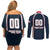 Custom USA 2025 Lacrosse Couples Matching Off Shoulder Short Dress and Long Sleeve Button Shirt USA Growing the Game Blue Version