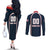 Custom USA 2025 Lacrosse Couples Matching Off The Shoulder Long Sleeve Dress and Long Sleeve Button Shirt USA Growing the Game Blue Version
