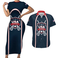 Custom USA 2025 Lacrosse Couples Matching Short Sleeve Bodycon Dress and Hawaiian Shirt USA Growing the Game Blue Version