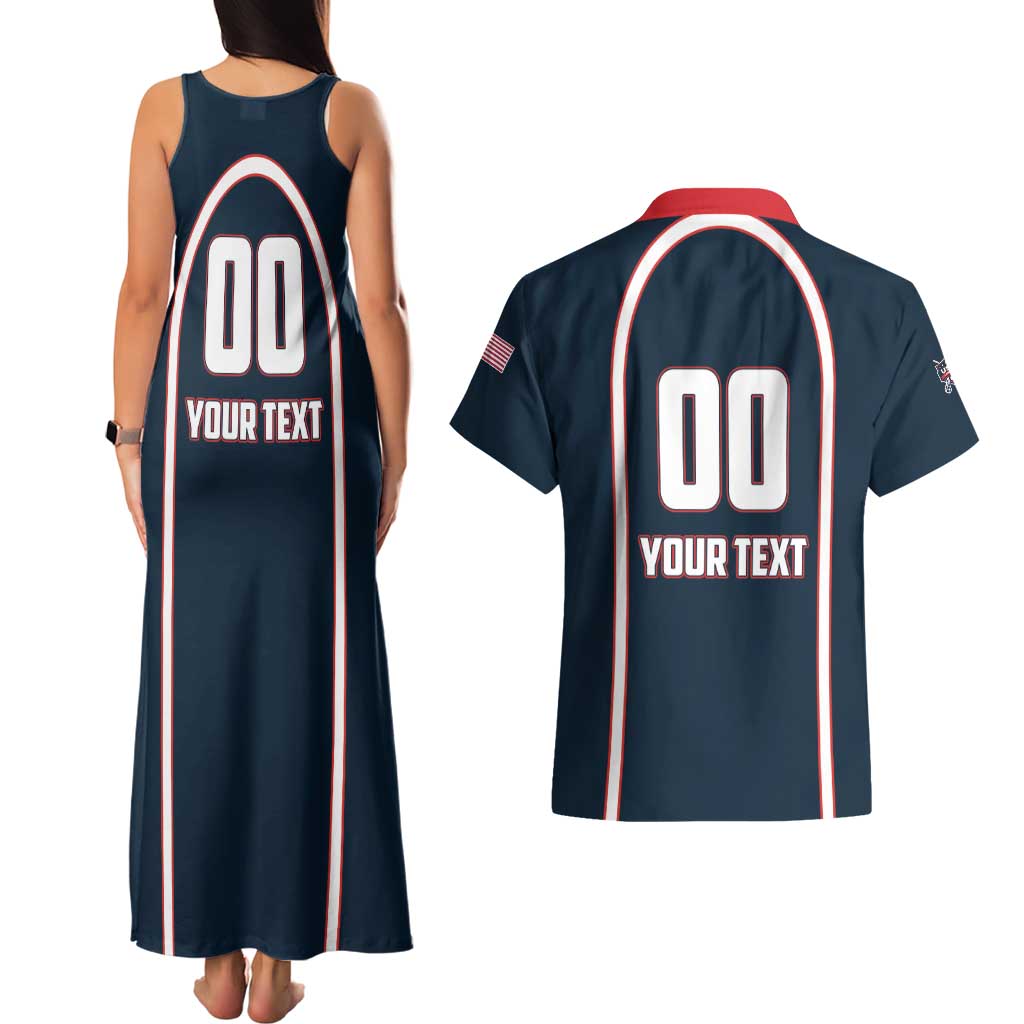 Custom USA 2025 Lacrosse Couples Matching Tank Maxi Dress and Hawaiian Shirt USA Growing the Game Blue Version