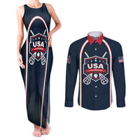 Custom USA 2025 Lacrosse Couples Matching Tank Maxi Dress and Long Sleeve Button Shirt USA Growing the Game Blue Version