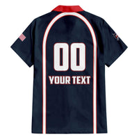 Custom USA 2025 Lacrosse Family Matching Off The Shoulder Long Sleeve Dress and Hawaiian Shirt USA Growing the Game Blue Version