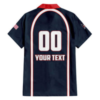 Custom USA 2025 Lacrosse Family Matching Off Shoulder Short Dress and Hawaiian Shirt USA Growing the Game Blue Version