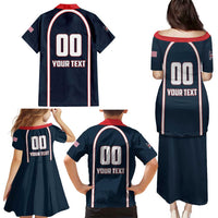 Custom USA 2025 Lacrosse Family Matching Puletasi and Hawaiian Shirt USA Growing the Game Blue Version