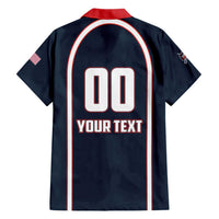 Custom USA 2025 Lacrosse Family Matching Short Sleeve Bodycon Dress and Hawaiian Shirt USA Growing the Game Blue Version