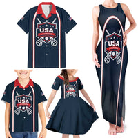Custom USA 2025 Lacrosse Family Matching Tank Maxi Dress and Hawaiian Shirt USA Growing the Game Blue Version