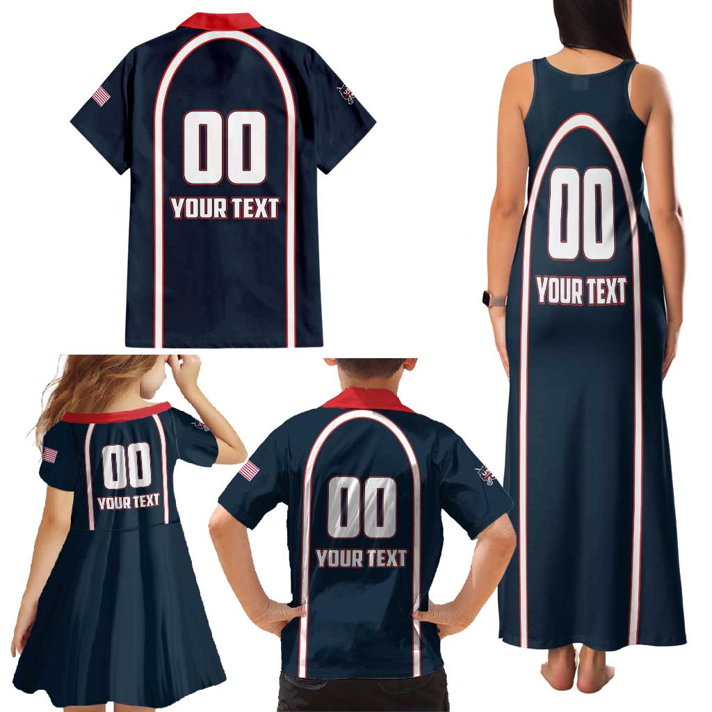 Custom USA 2025 Lacrosse Family Matching Tank Maxi Dress and Hawaiian Shirt USA Growing the Game Blue Version