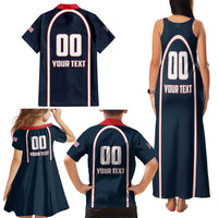 Custom USA 2025 Lacrosse Family Matching Tank Maxi Dress and Hawaiian Shirt USA Growing the Game Blue Version