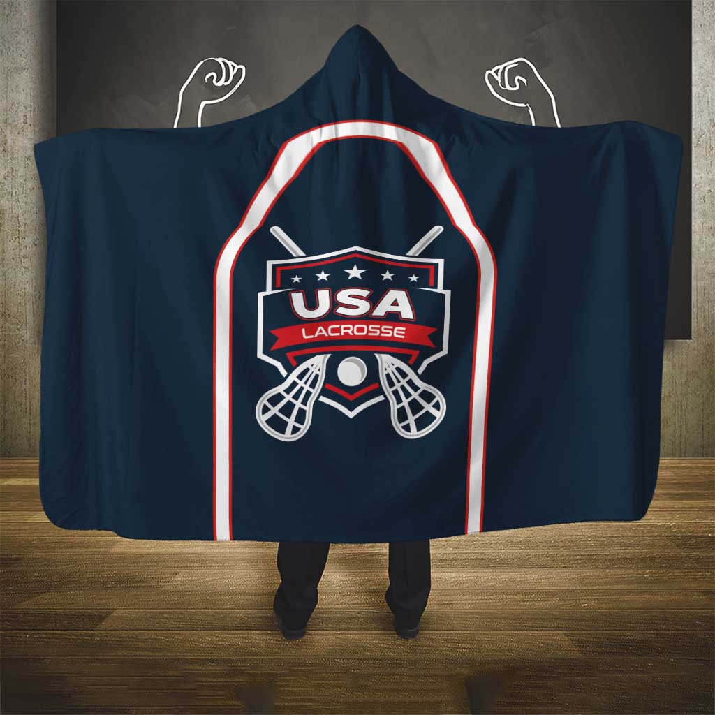 USA 2025 Lacrosse Hooded Blanket USA Growing the Game Blue Version