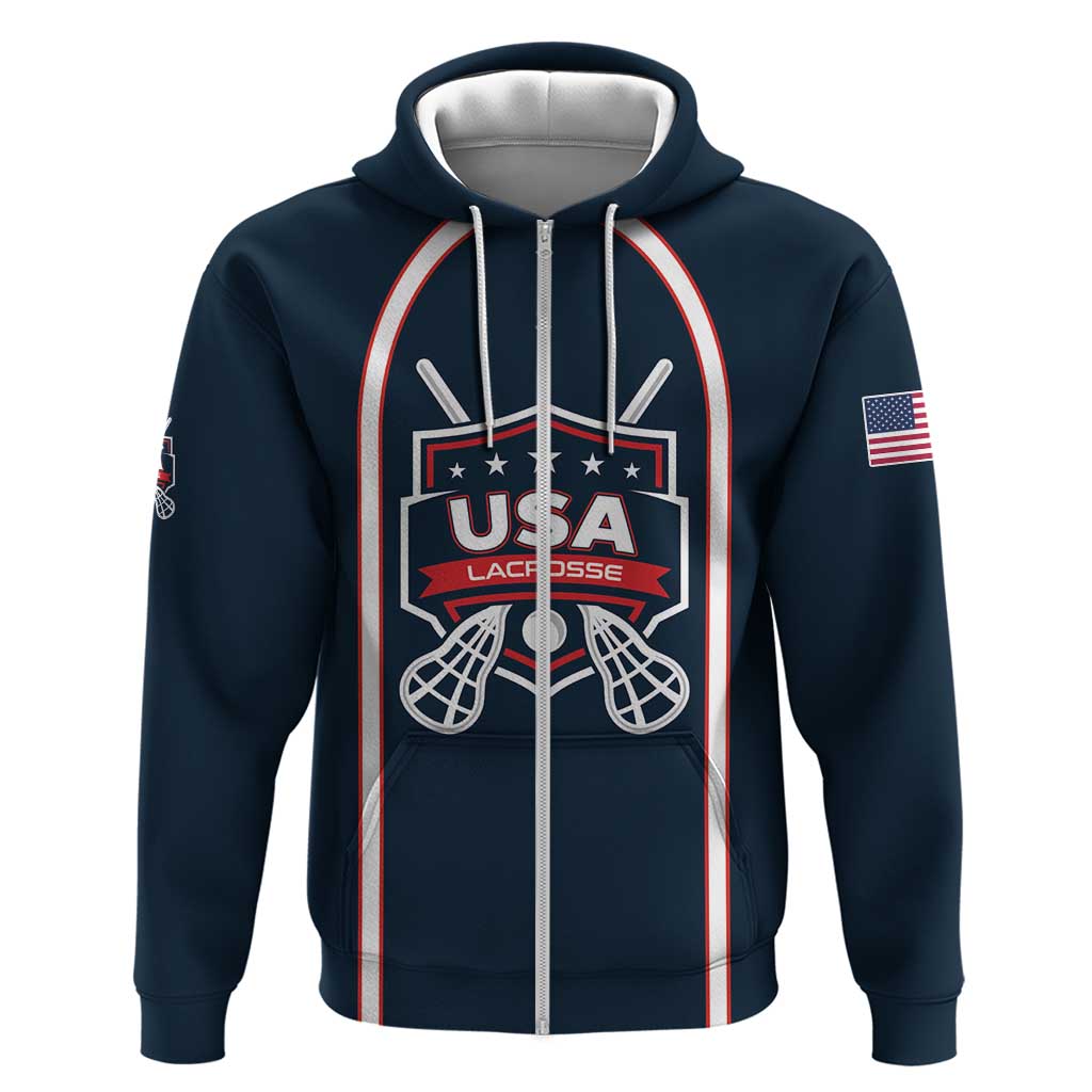 Custom USA 2025 Lacrosse Hoodie USA Growing the Game Blue Version