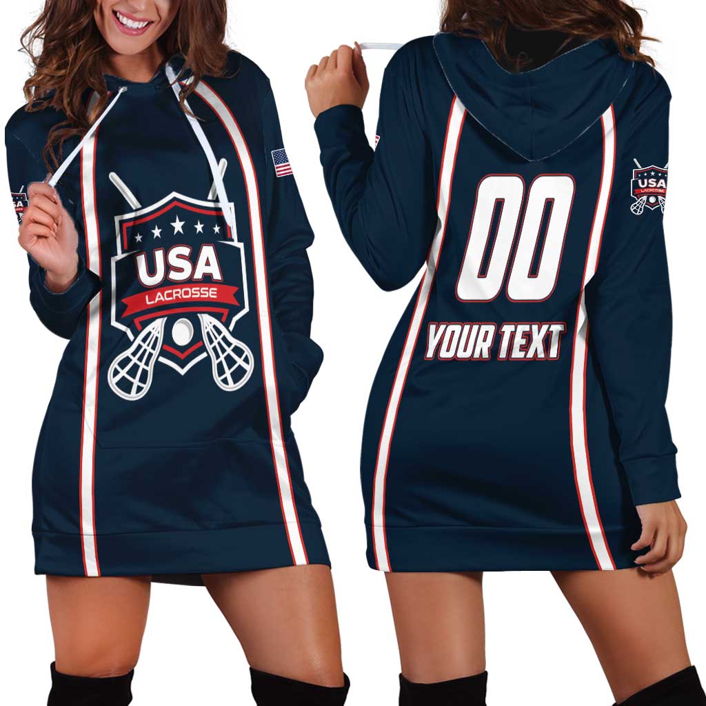 Custom USA 2025 Lacrosse Hoodie Dress USA Growing the Game Blue Version