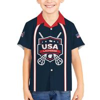Custom USA 2025 Lacrosse Kid Hawaiian Shirt USA Growing the Game Blue Version