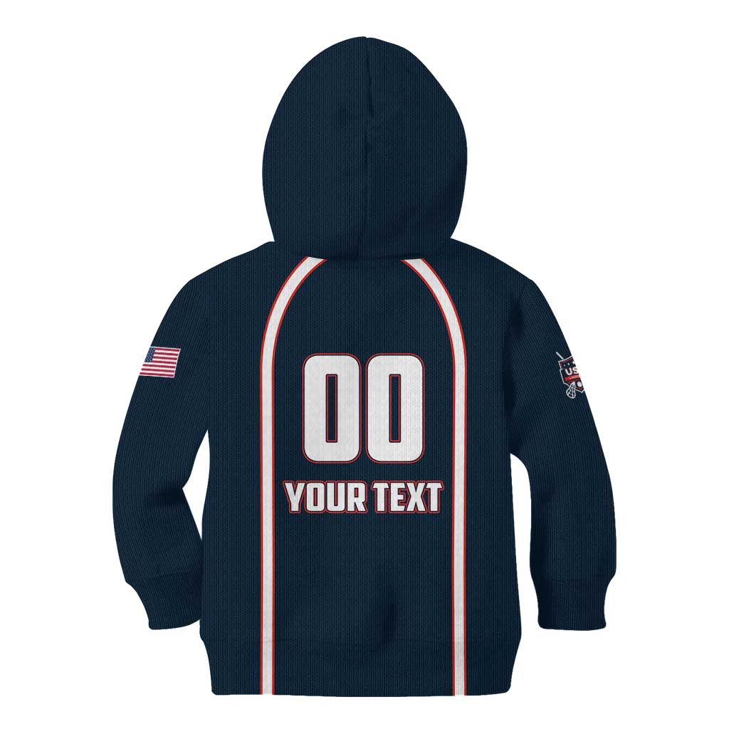 Custom USA 2025 Lacrosse Kid Hoodie USA Growing the Game Blue Version