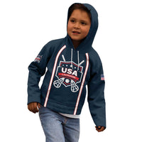 Custom USA 2025 Lacrosse Kid Hoodie USA Growing the Game Blue Version