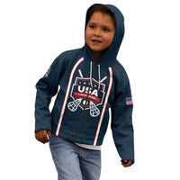 Custom USA 2025 Lacrosse Kid Hoodie USA Growing the Game Blue Version
