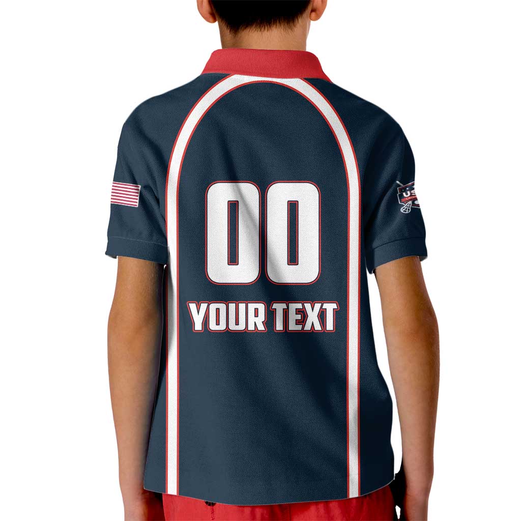 Custom USA 2025 Lacrosse Kid Polo Shirt USA Growing the Game Blue Version