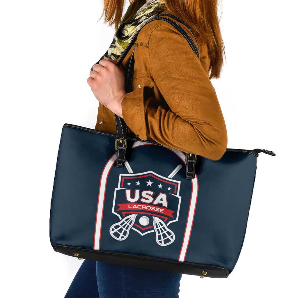 USA 2025 Lacrosse Leather Tote Bag USA Growing the Game Blue Version