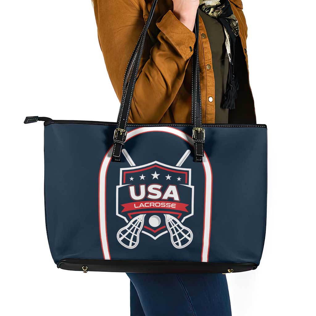 USA 2025 Lacrosse Leather Tote Bag USA Growing the Game Blue Version