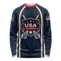 Custom USA 2025 Lacrosse Long Sleeve Shirt USA Growing the Game Blue Version