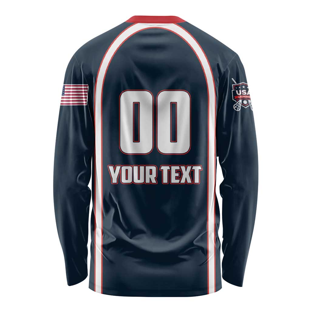 Custom USA 2025 Lacrosse Long Sleeve Shirt USA Growing the Game Blue Version