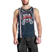 Custom USA 2025 Lacrosse Men Tank Top USA Growing the Game Blue Version