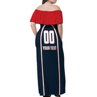 Custom USA 2025 Lacrosse Off Shoulder Maxi Dress USA Growing the Game Blue Version