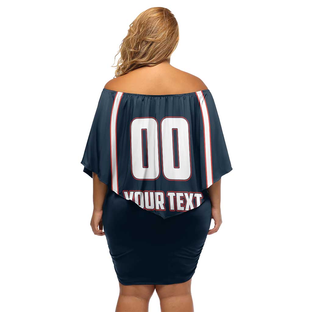 Custom USA 2025 Lacrosse Off Shoulder Short Dress USA Growing the Game Blue Version