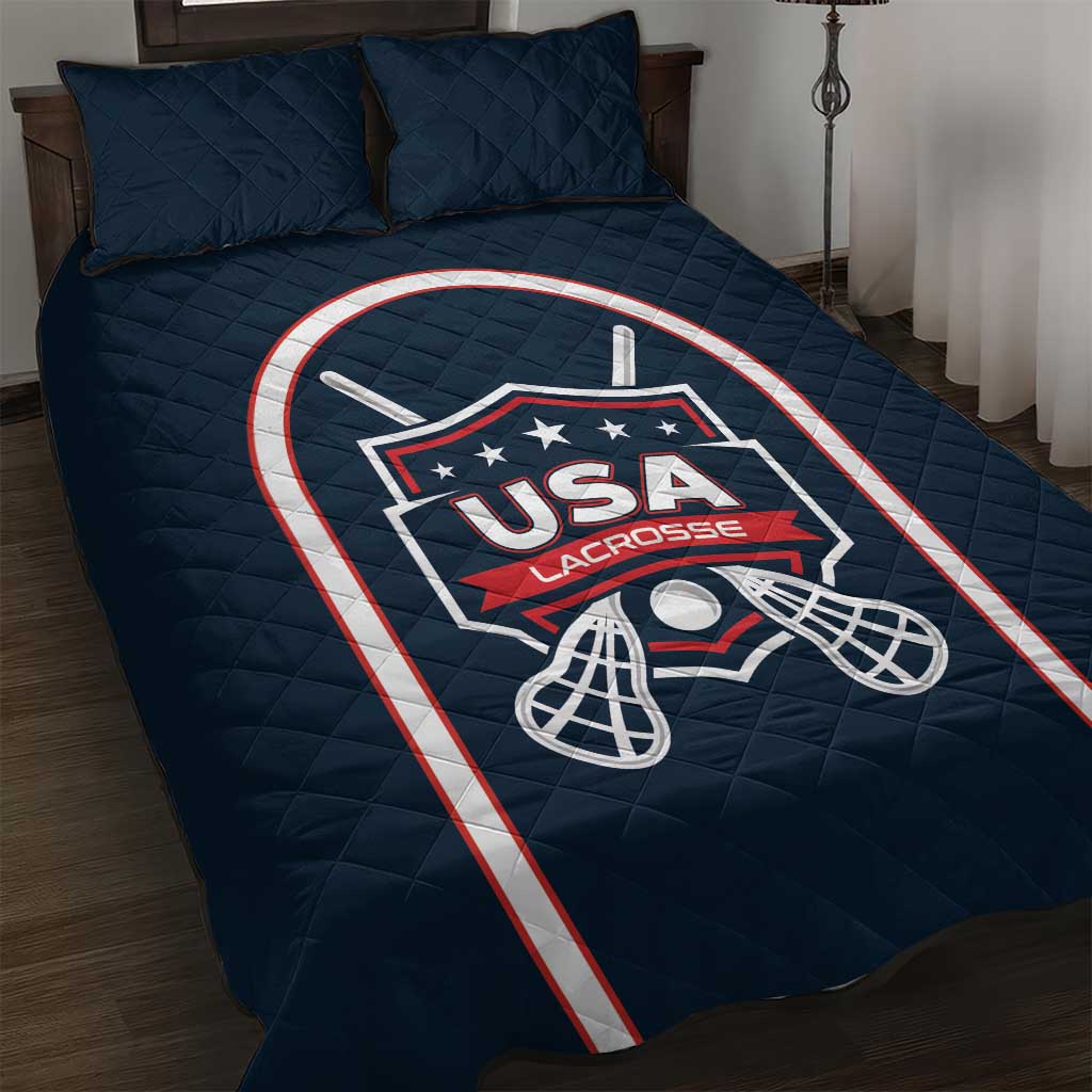 USA 2025 Lacrosse Quilt Bed Set USA Growing the Game Blue Version