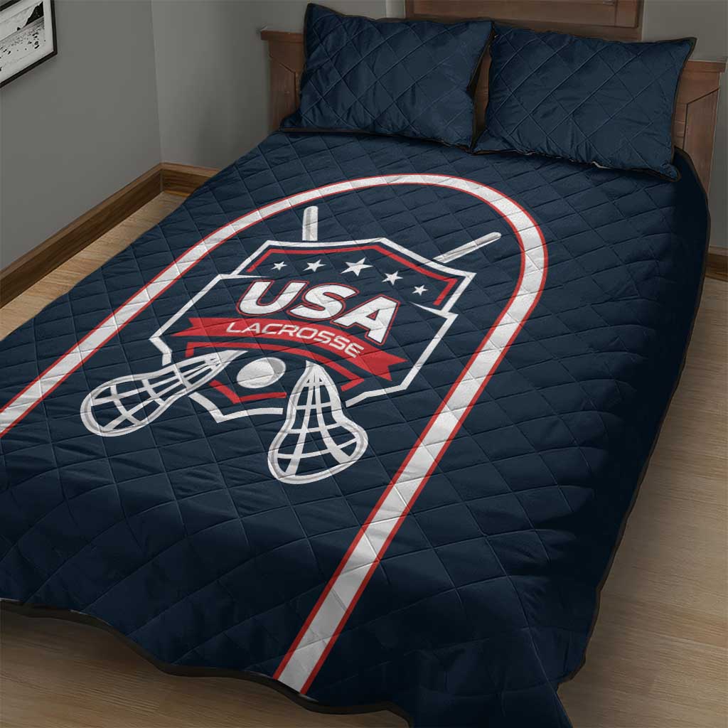 USA 2025 Lacrosse Quilt Bed Set USA Growing the Game Blue Version