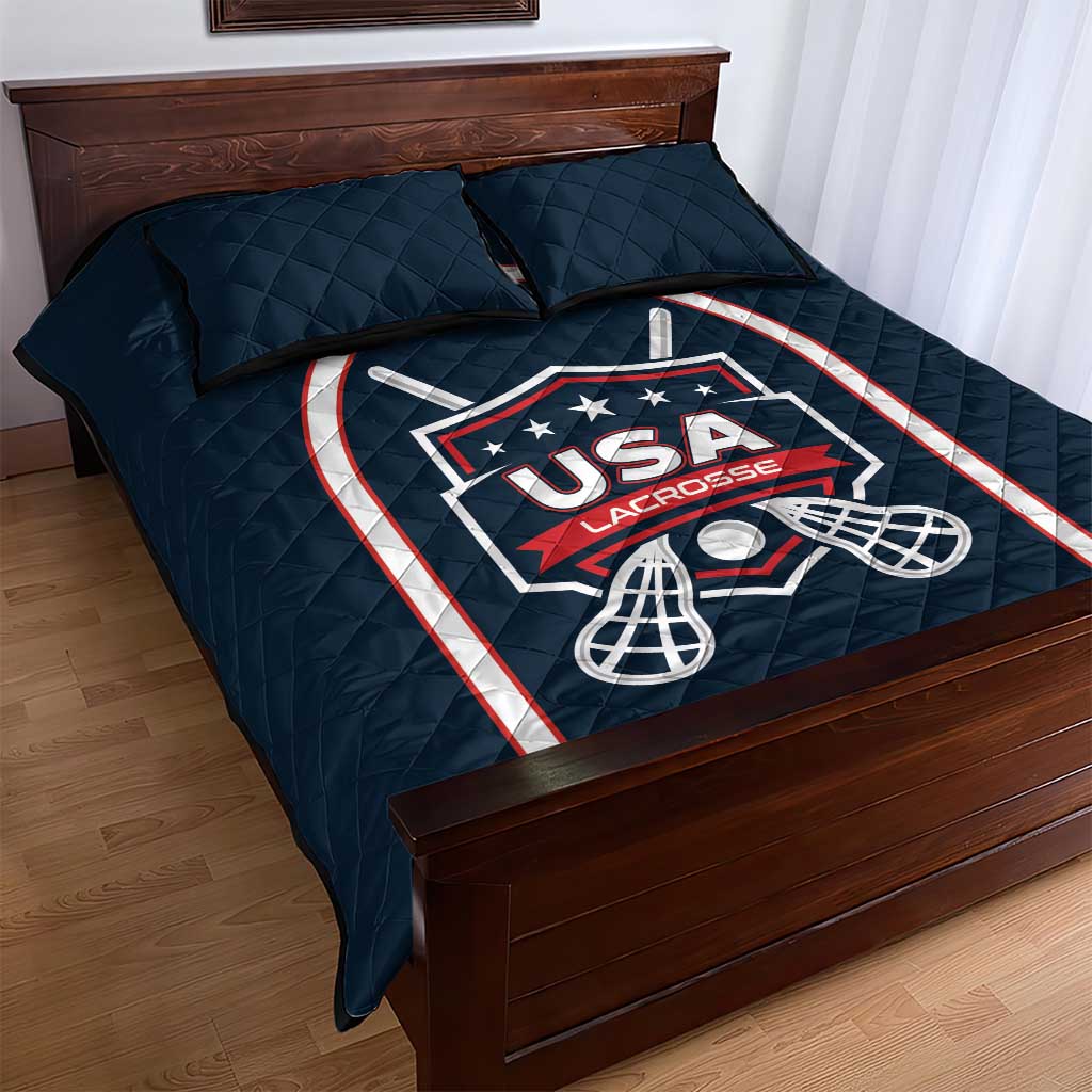 USA 2025 Lacrosse Quilt Bed Set USA Growing the Game Blue Version