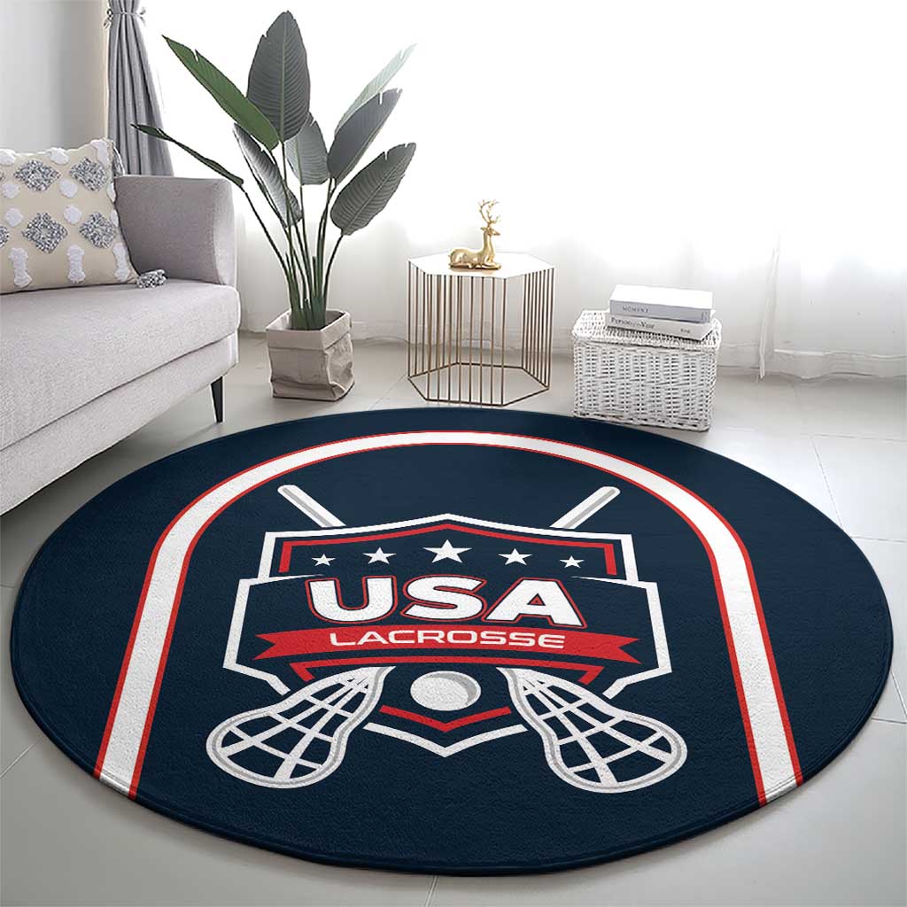 USA 2025 Lacrosse Round Carpet USA Growing the Game Blue Version