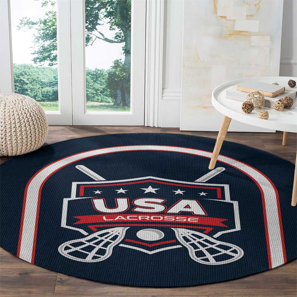 USA 2025 Lacrosse Round Carpet USA Growing the Game Blue Version