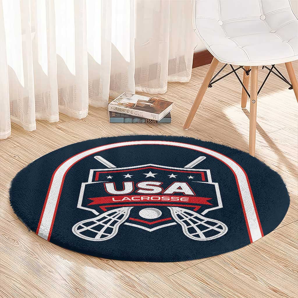 USA 2025 Lacrosse Round Carpet USA Growing the Game Blue Version